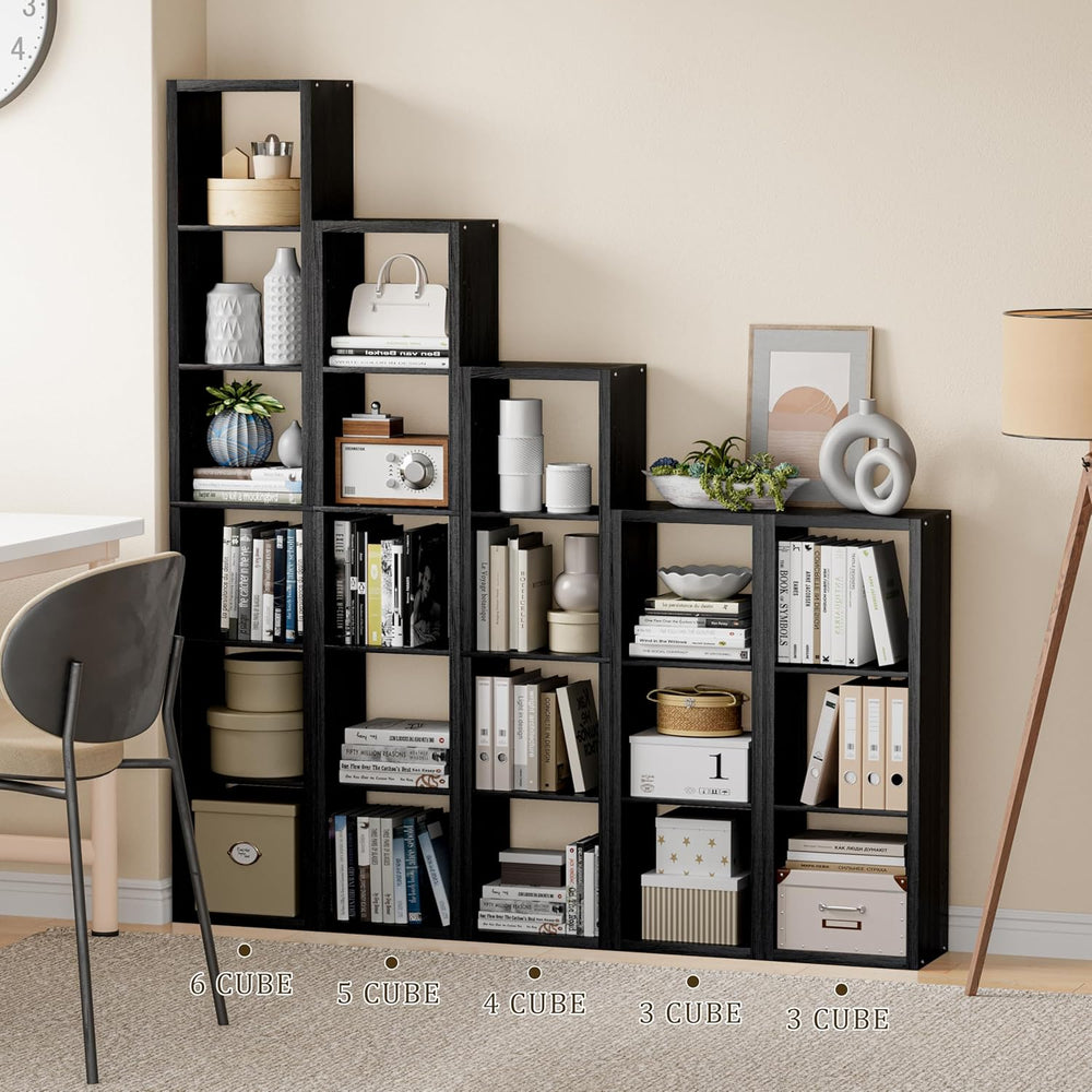 Tall Cube Storage Organizer Bookcase, 5 Tier 11 inch Open Back Cubical Shelf ...