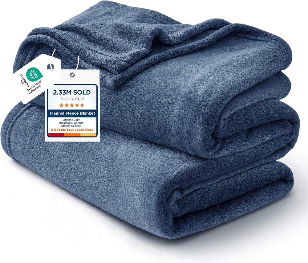 Bedsure GentleSoft Fleece Blankets King Size Mineral Blue
