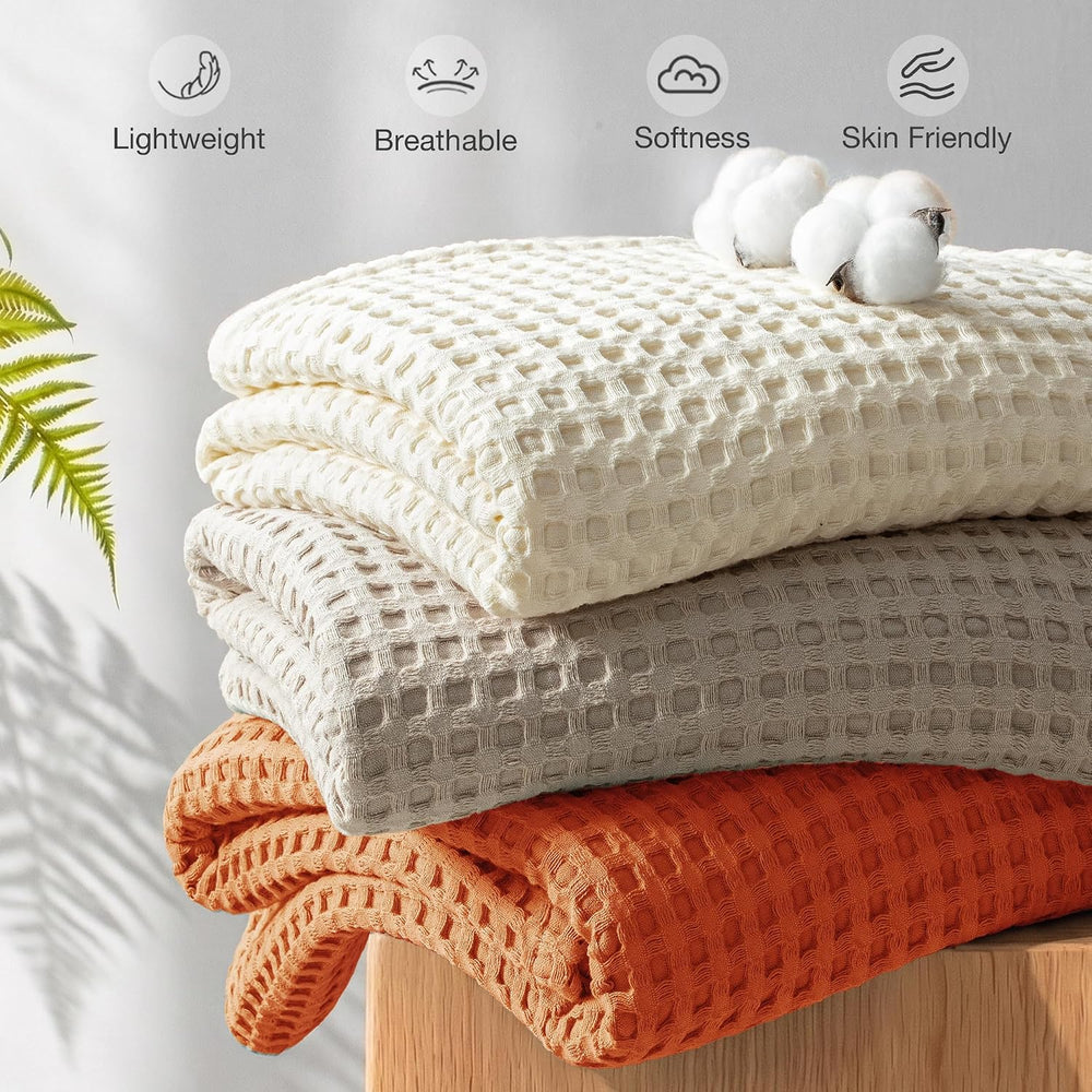 Exclusivo Mezcla 100% Cotton Blanket Queen Size for Bed, Burnt Orange