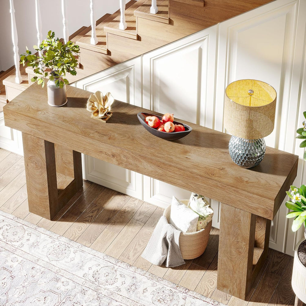 Tribesigns Farmhouse Console Table, 63-Inch Long Narrow Sofa Table Behind The...