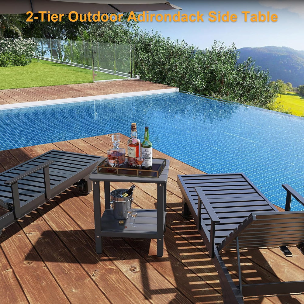 Outdoor Side Table, 17.7-Inch Small Adirondack Patio Side Table
