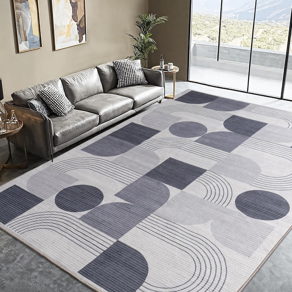 Soft Modern Geometric Abstract Large Machine Washable 5x7 Area Rug