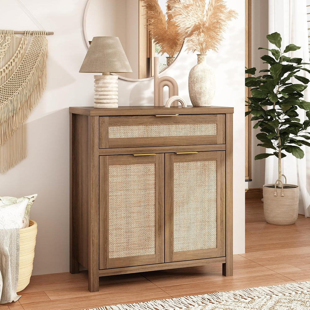 Sideboard Buffet Cabinet with Storage - 30" Rattan Boho Console Cabinets...