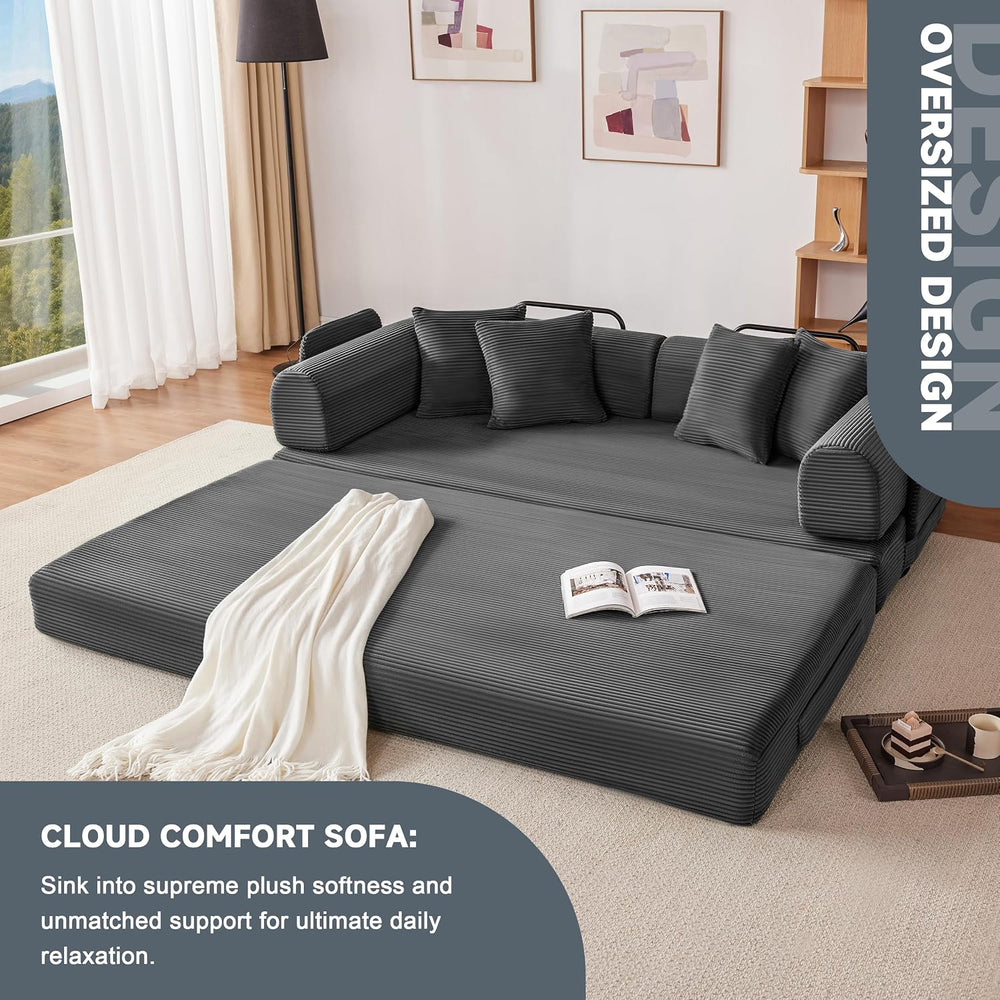 Weture 79" Oversized Boneless Couch with 4 Pillows,5 in 1 Convertible Sl...