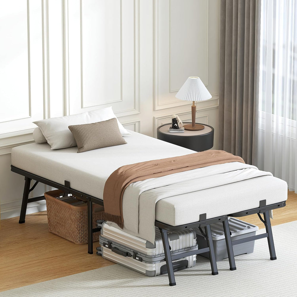 VIPSHOW 18 Inch Twin Metal Folding Bed Frame,Tool-Free Assembly Platform