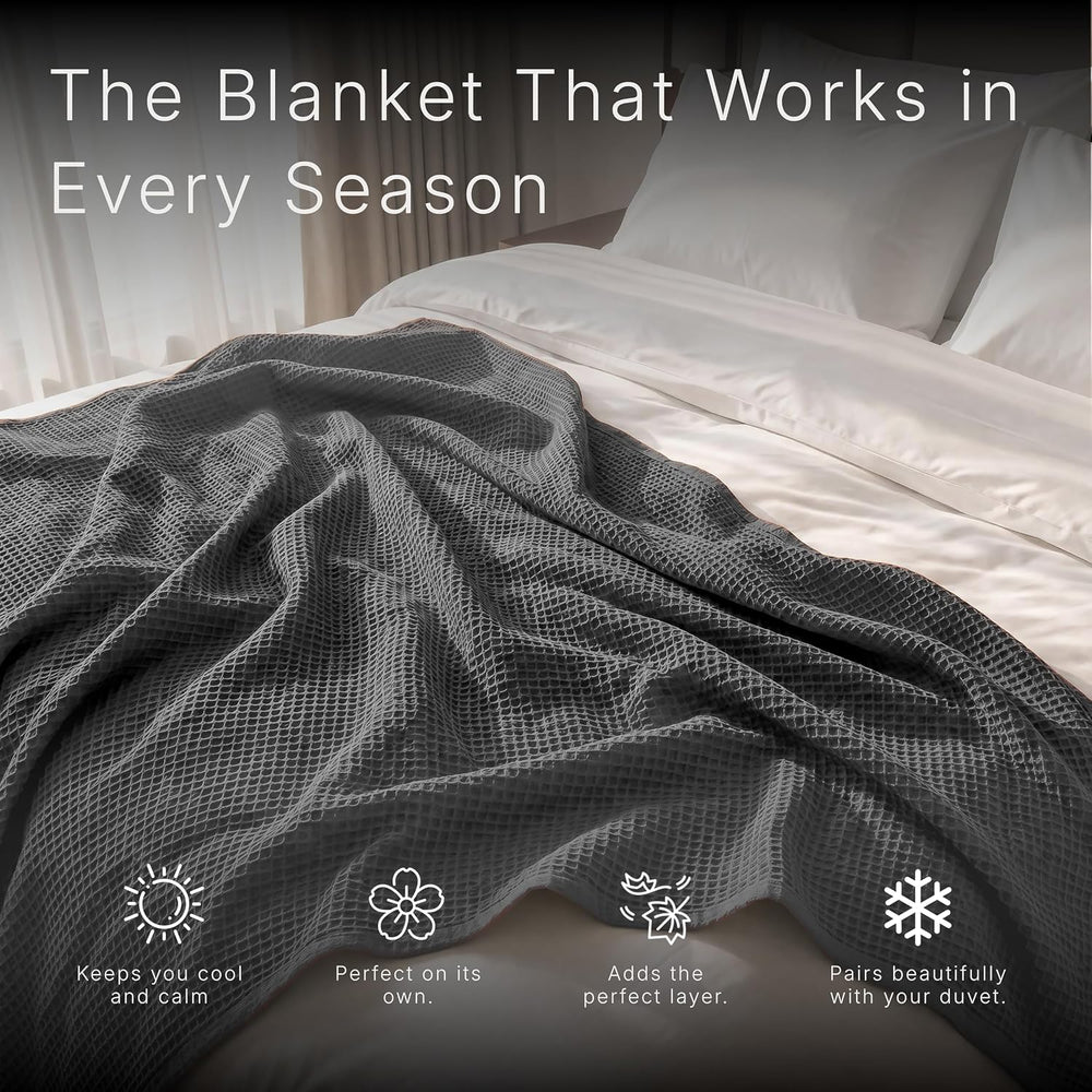 GOTS Certified 55"X60" Throw 100% Organic Cotton Blanket-Charcoal Grey