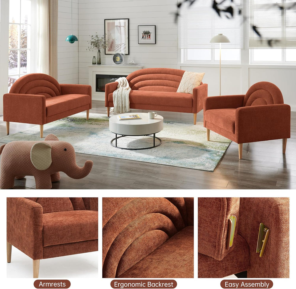 49" Small Loveseat Sofa for Small Spaces, Office Couch, Ocher Orange