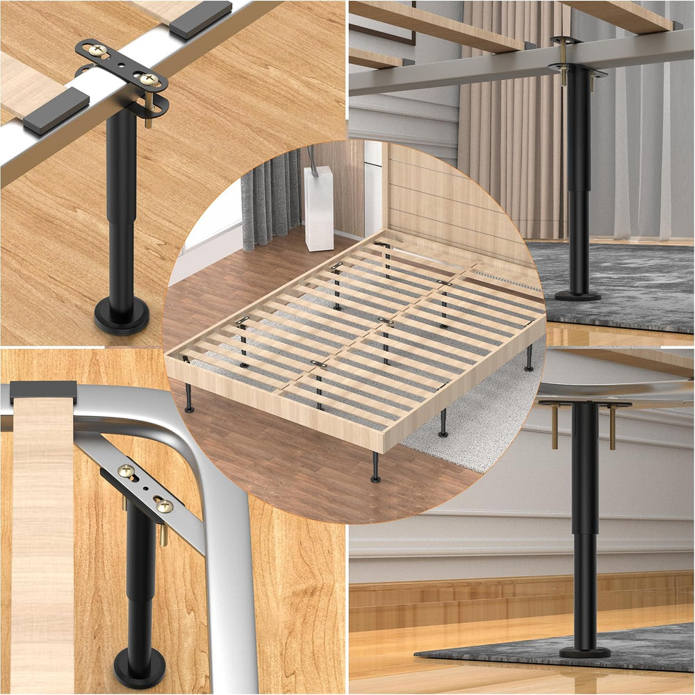 Wlrrcwdttc 4 Pcs Adjustable Height Bed Support Legs 10-17 inch, Bed Frame Cen...