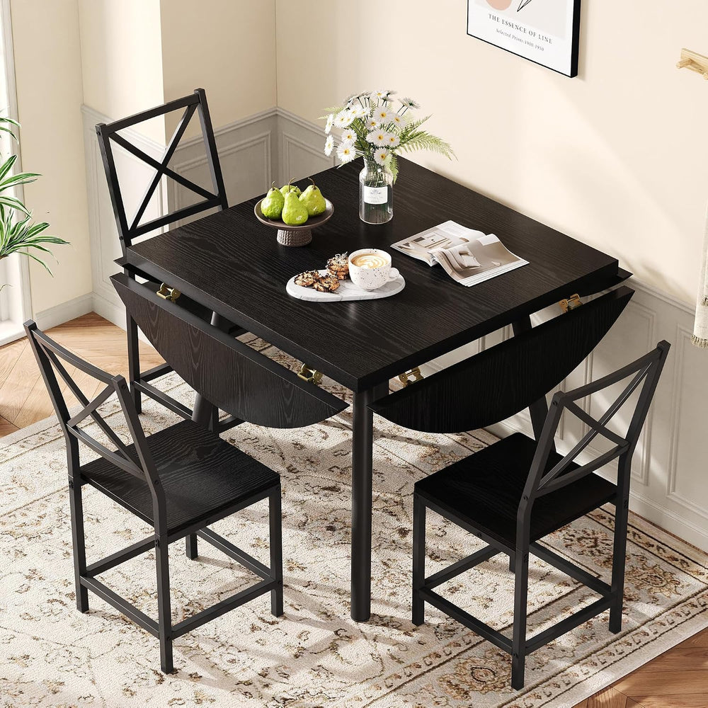 IRONCK Dining Table Set for 4, Round Kitchen Table and 4 Stool Chair for Dini...