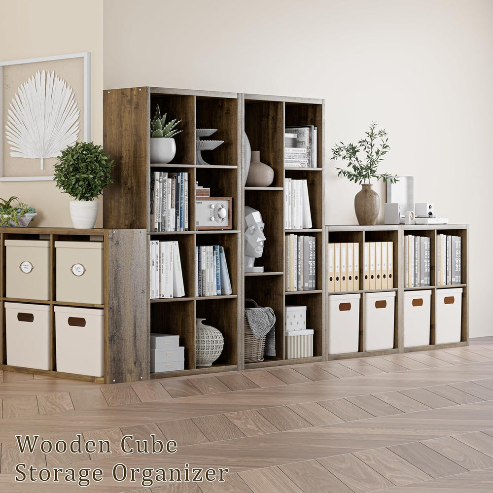 Cube Storage Organizer Bookcase, Decorative 11 inch Open Back Cubical Shelf w...
