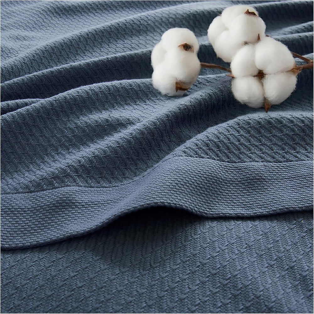 Madison Park 100% Egyptian Cotton King Size Bed Blanket for Summer Blue