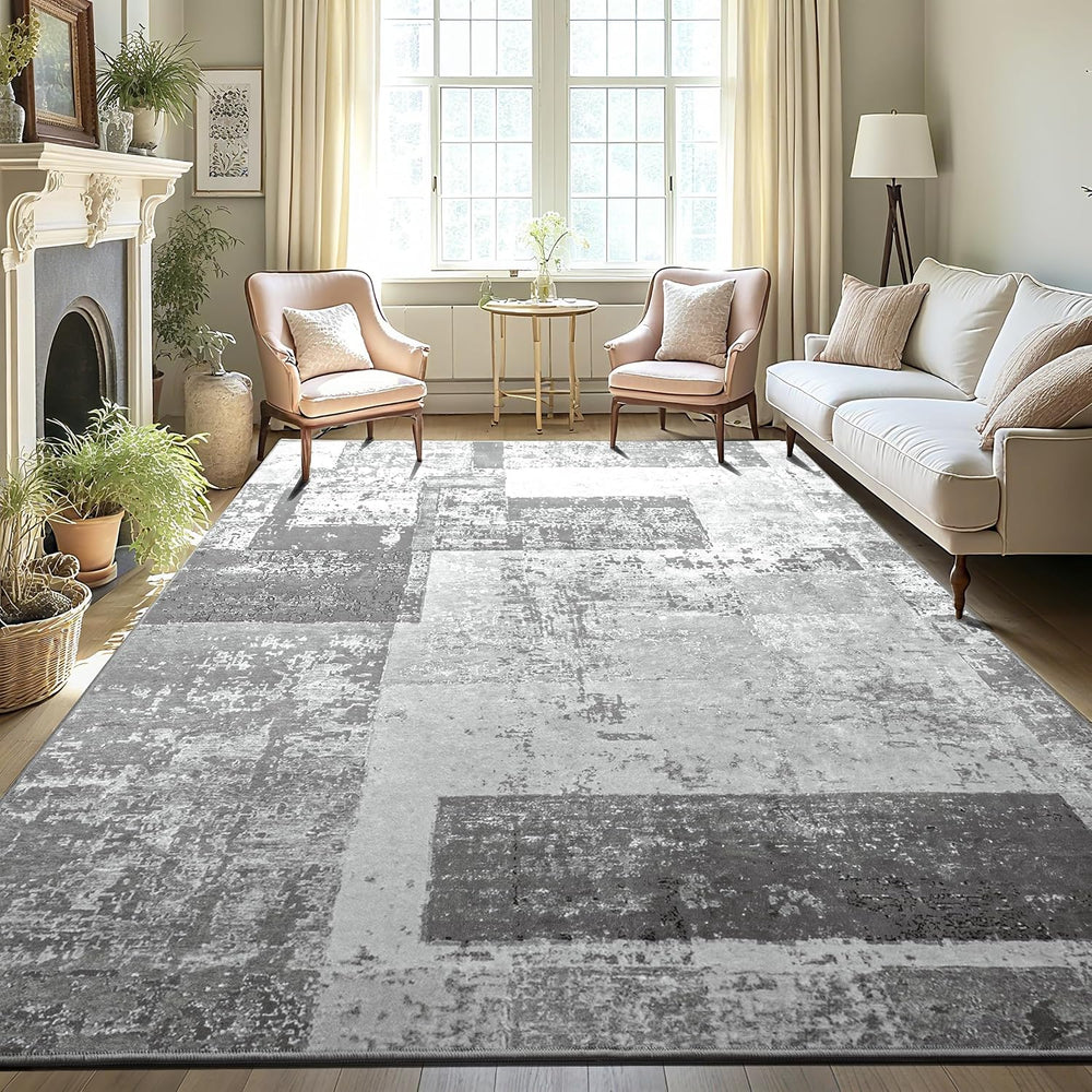 LOCHAS Rug for Living Room 6x9, Washable Soft Area Rugs for Bedroom Grey
