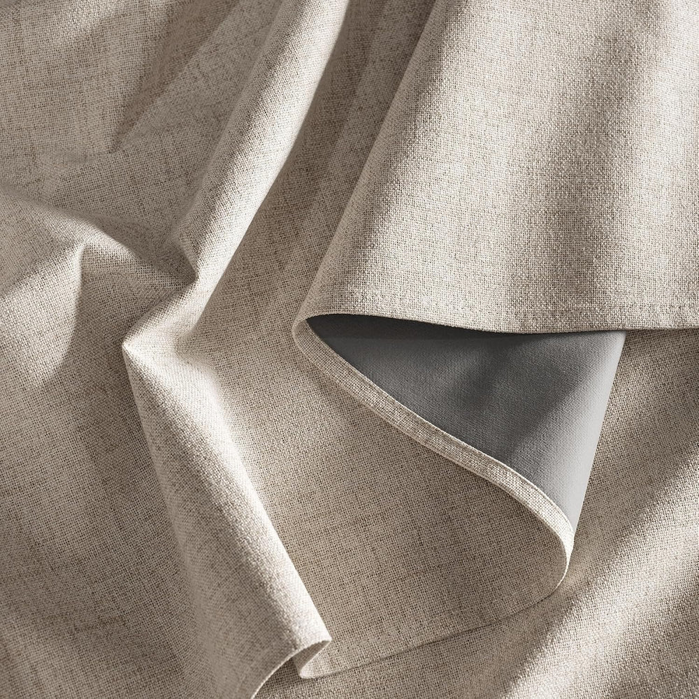 RYB HOME Beige Linen 100% Blackout Curtains 108 Inch Long for Bedroom