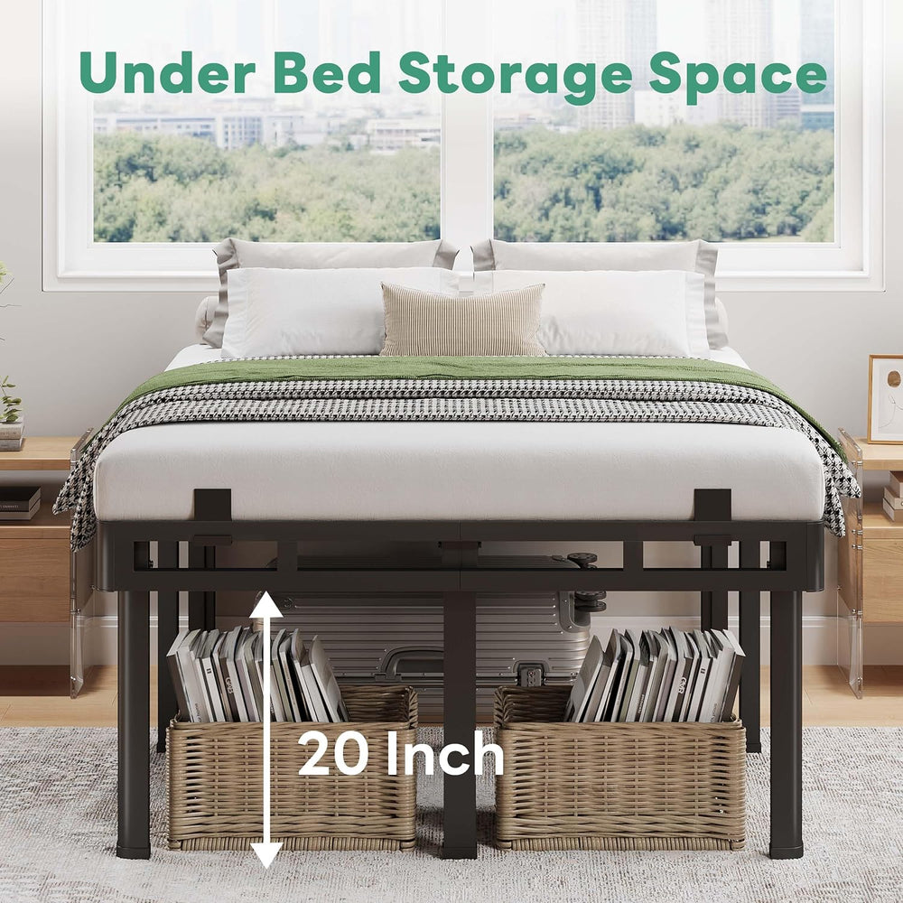 Superay 24 inch HIgh King Bed Frame with Rounded Legs, Double Layer Design