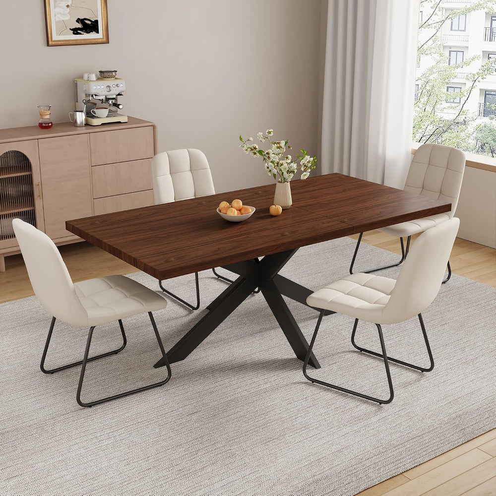ZckyCine 7-Piece Dining Table Set, 6-Person Modern Rectangular Wooden 51"...