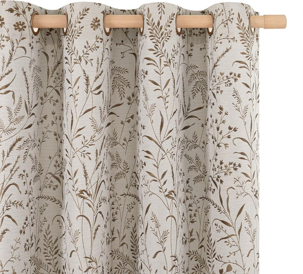 BGment Brown Fall Floral Curtains for Living Room 84 Inches Long- 2 Panels