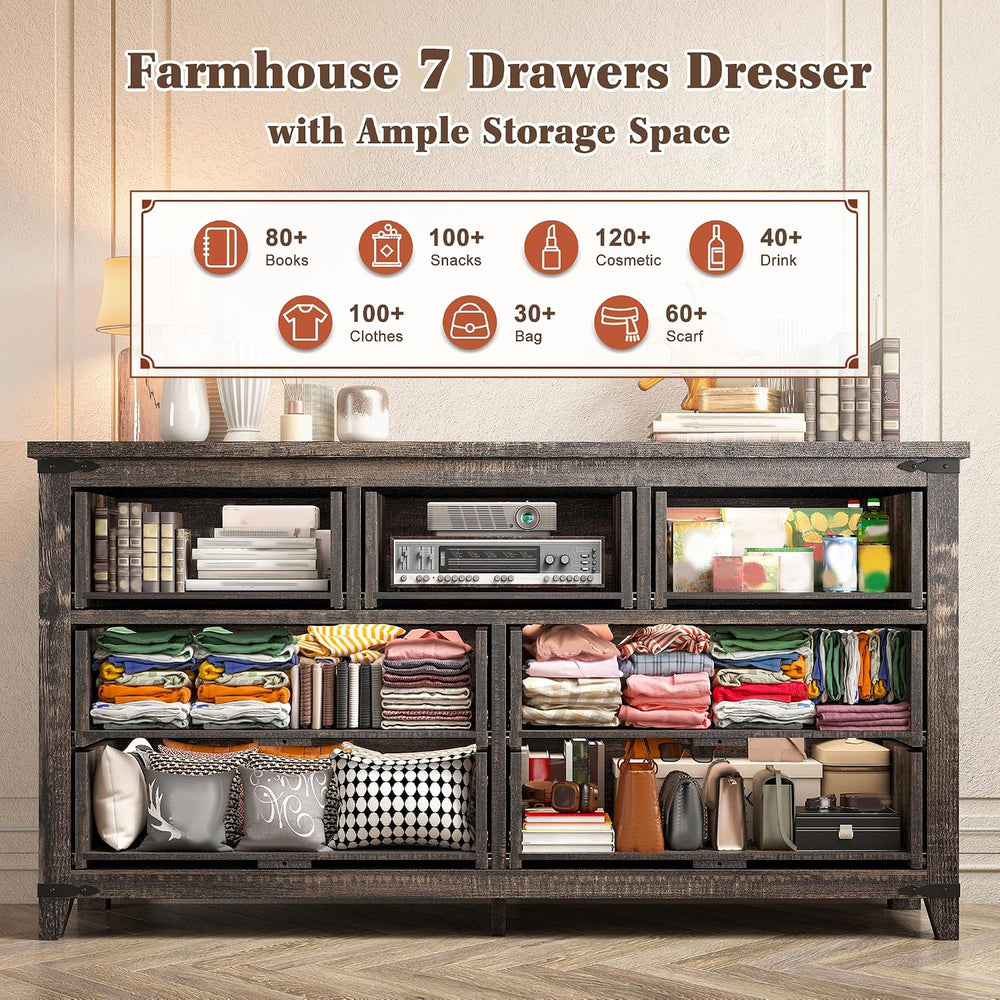 EnHomee Farmhouse Dresser for Bedroom, 51.2" W Dresser TV Stand for 60&q...