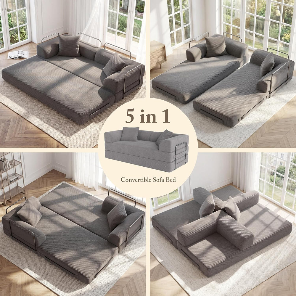 Cloud Boneless Couch Futon Sofa Bed, 5-in-1 Convertible Sofa Bed Pull Out Cou...