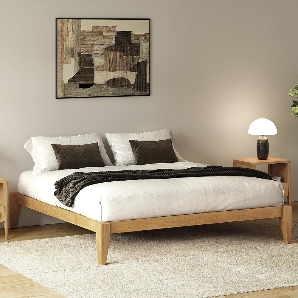 Thor Japanese Joinery Bed Frame Full, Solid Wood (Light Oak)