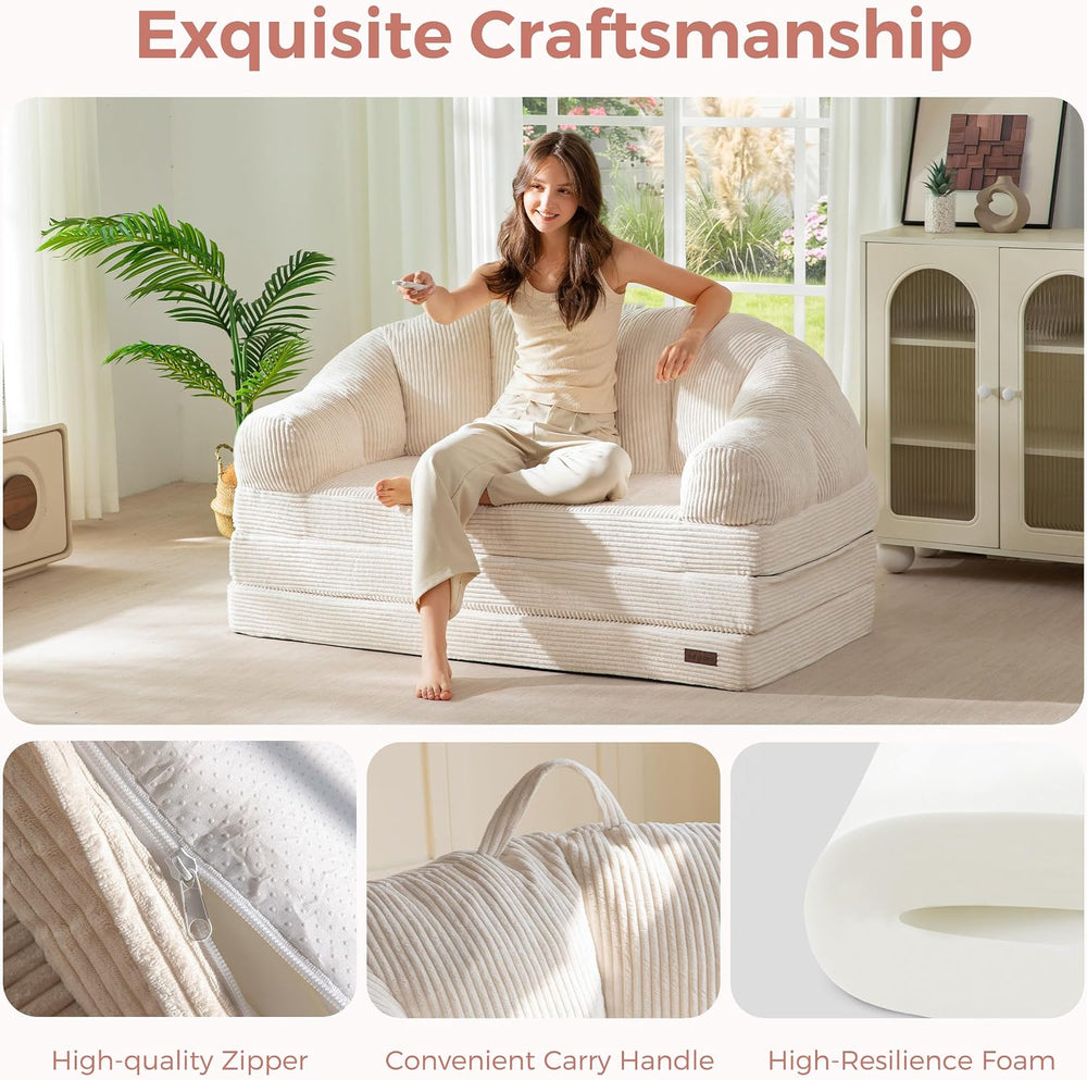 MAXYOYO Folding Sofa Bed with Backrest, Boneless Fold Out Couch with Handle