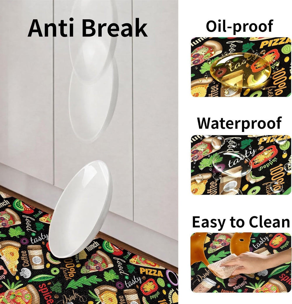 Kitchen Rugs for Floor 2 Pcs Memory Foam Padded Anti Fatigue Kitchen Mat