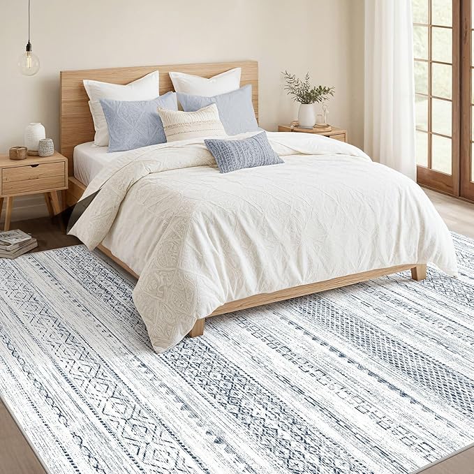 Nakagishi 6x9 Area Rugs Living Room: Washable Boho Large Neutral Soft Farmhouse