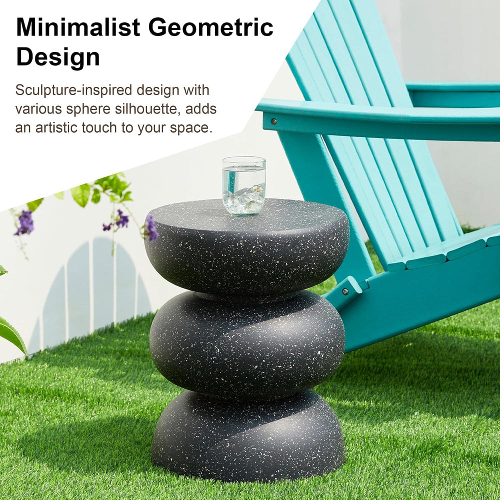 Glitzhome Outdoor Side Table, 18" H Decorative Garden Stool MGO Faux Ter...