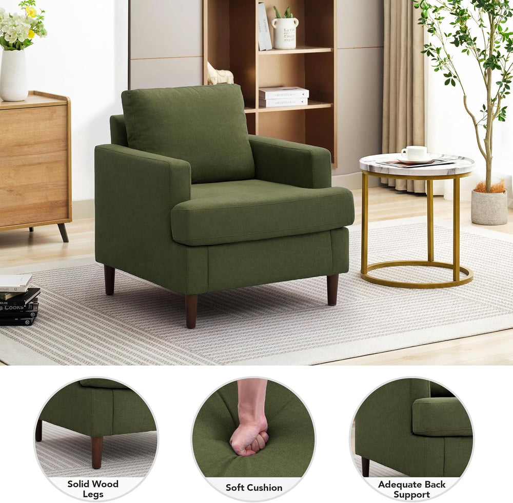Weture Mid-Century Accent Chair, Green Armchair Living Room Chairs