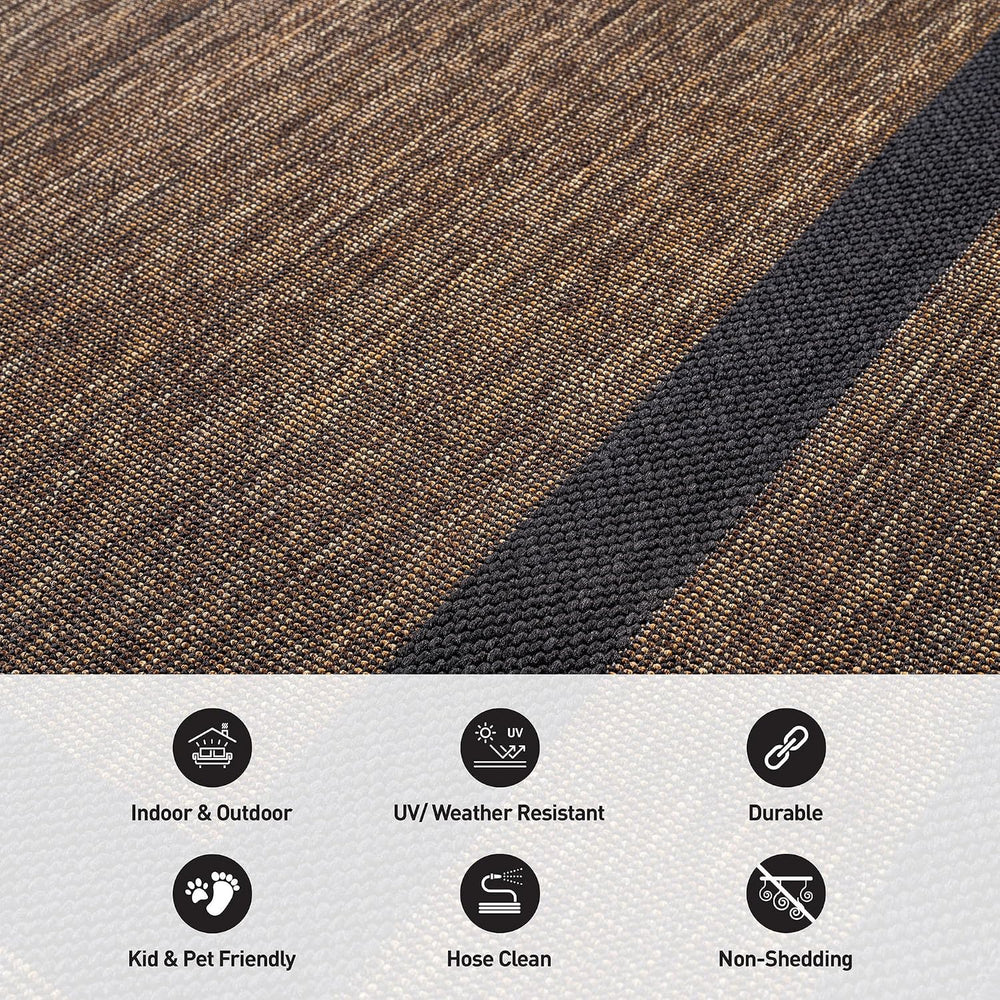 Rugshop Border Jute-Style Indoor Outdoor Area Rug Dark Gray/Natural 2' x ...