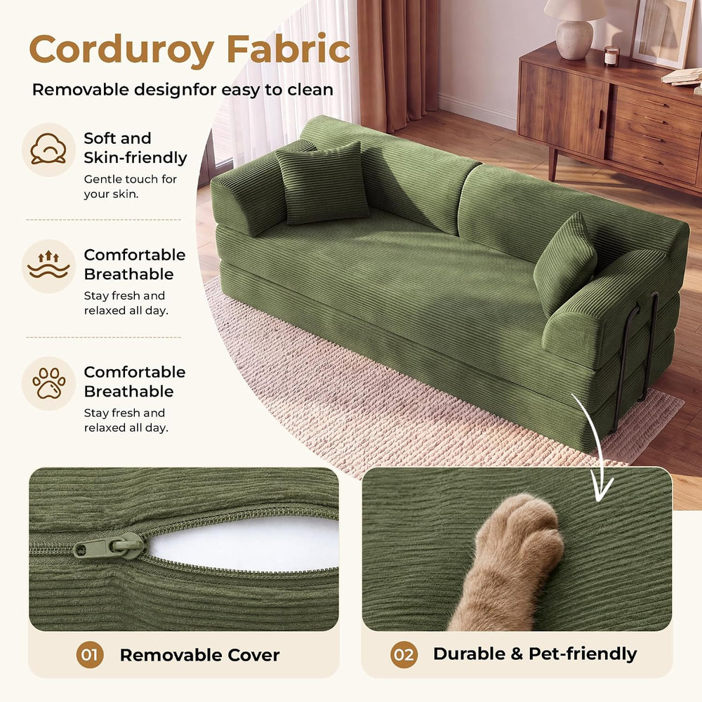 79'' Convertible Futon Sofa Bed, Boneless Couches for Living Room
