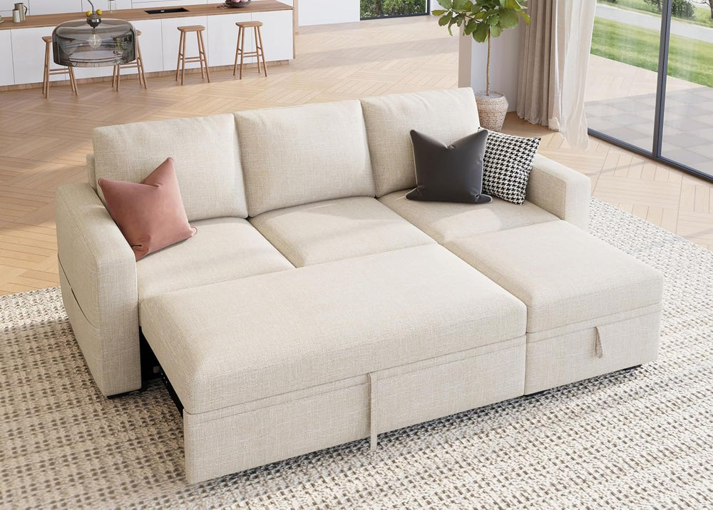 HONBAY Modular Sectional Sleeper Sofa with Pull Out Bed, L Shaped Couch with ...