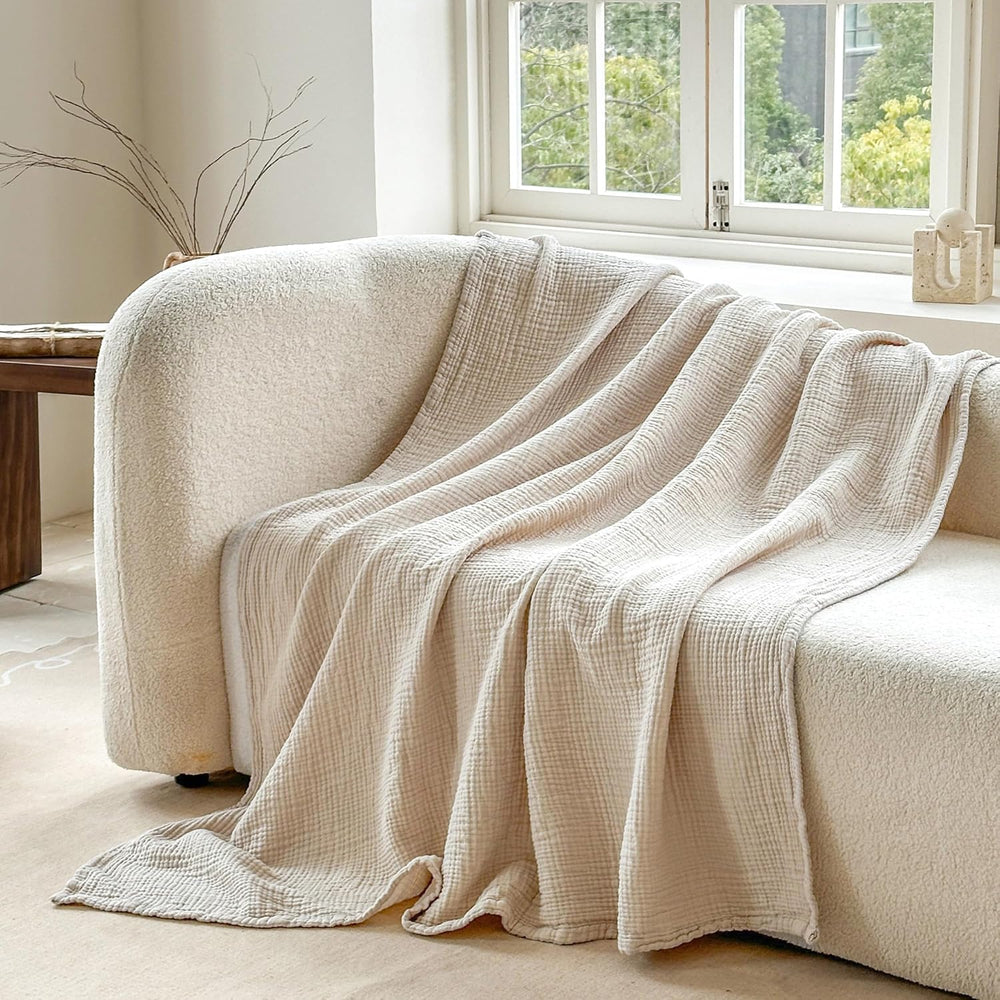 Simple&Opulence 100% Cotton Muslin Blanket King Size, Lightweight Breatha...