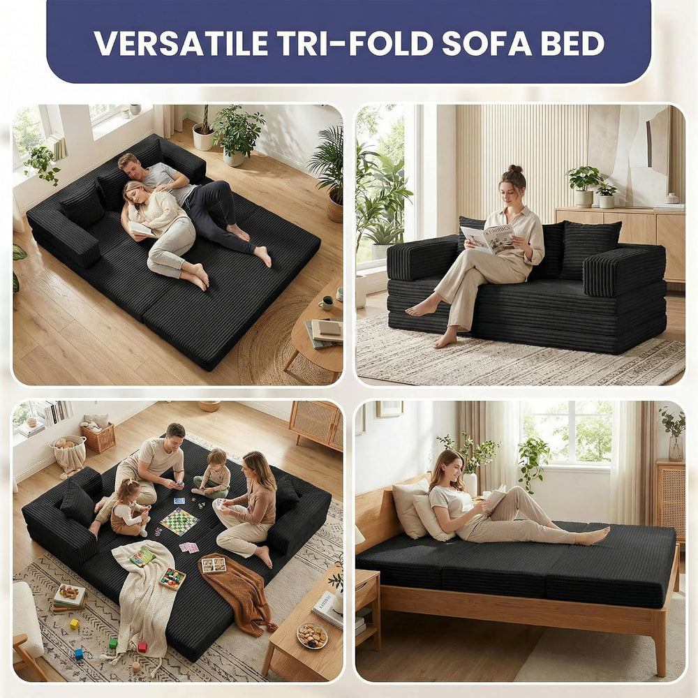 Convertible Sofa Bed Couch, 78’’ Oversized 4-in-1 Boneless Couches with Remov...