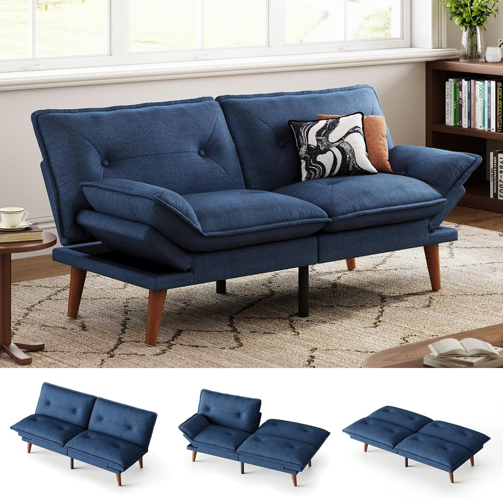 LINSY HOME Futon Sofa Bed, 70" Chenille Futon Couch with Adjustable Back...
