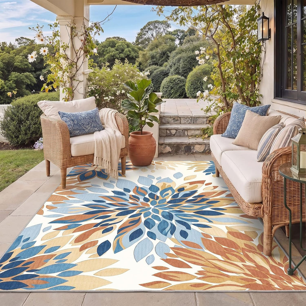 Patio Rug Indoor Outdoor Deck Rugs Area Mat Waterproof 5'x8'