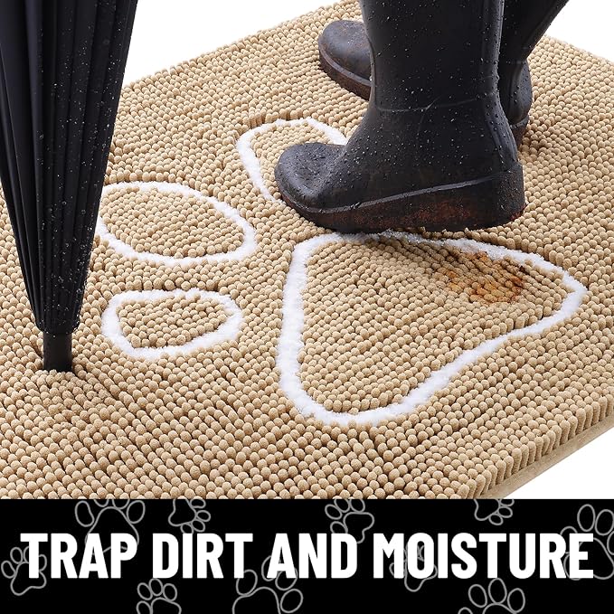 Smiry Dog Door Mat for Muddy Paws, Absorbent Dirt Trapper Non Slip Quick Dry
