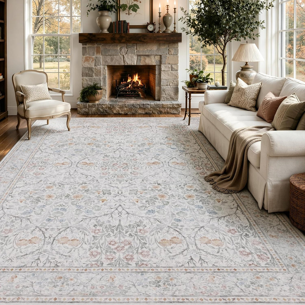 JOLLYVOGUE 8x10 Area Rugs for Living Room, Washable Rug, Beige