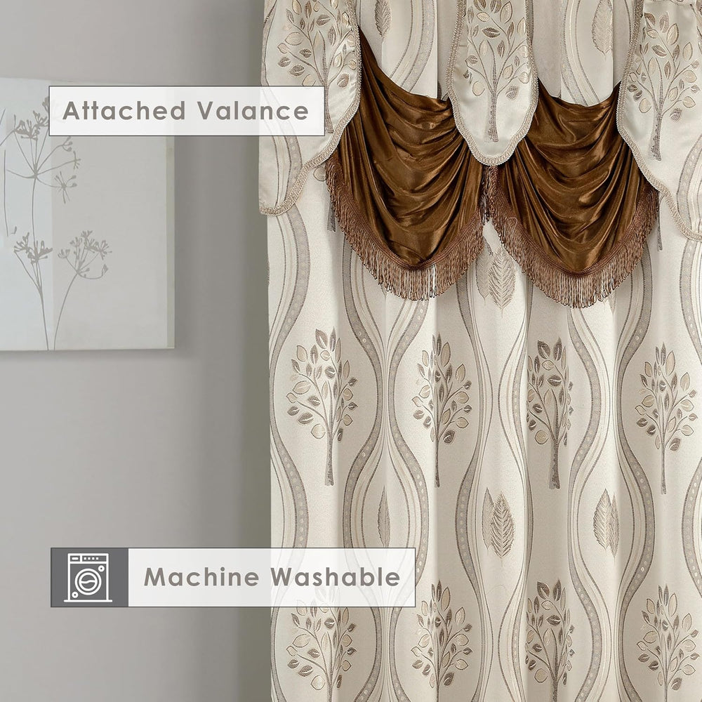 Elegant Comfort Luxurious Beautiful Curtain Panel Set with Attached Valance a...