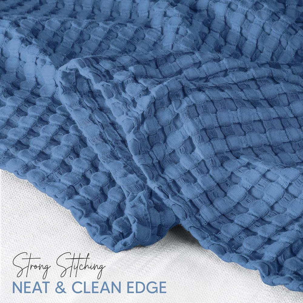 Utopia Bedding 100% Cotton Waffle Blanket Twin Size Wedgewood, 90x72 Inch