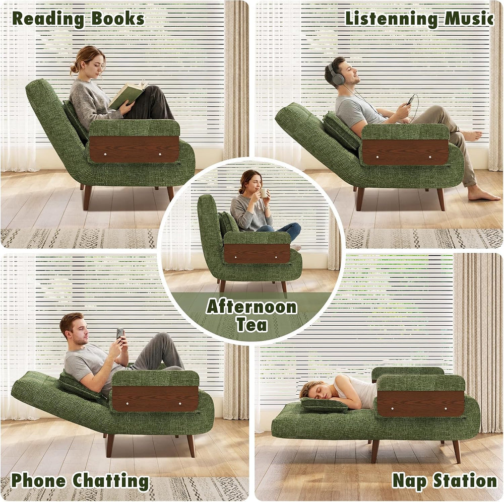 JASIWAY 45" Mid-Century Convertible Sofa Chair Bed Sleeper for Adult, Futon