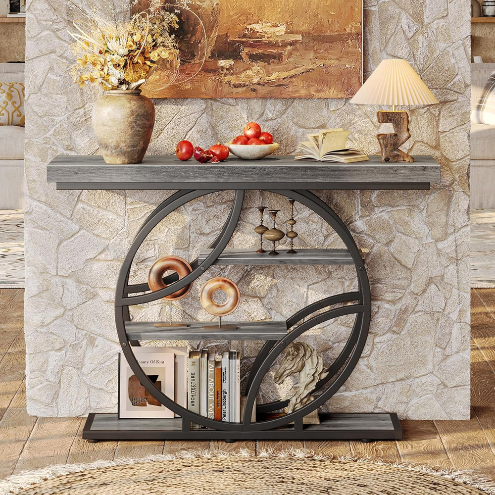 Huuger 41.3 Inch Entryway Table, Console Table with Shelves, Sofa Table