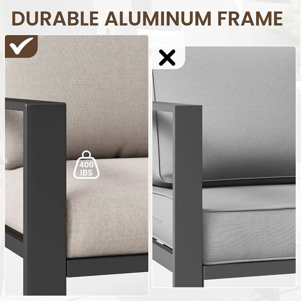 Aluminum Outdoor Loveseat with Coffee Table Small Furniture Patio Love Seat C...