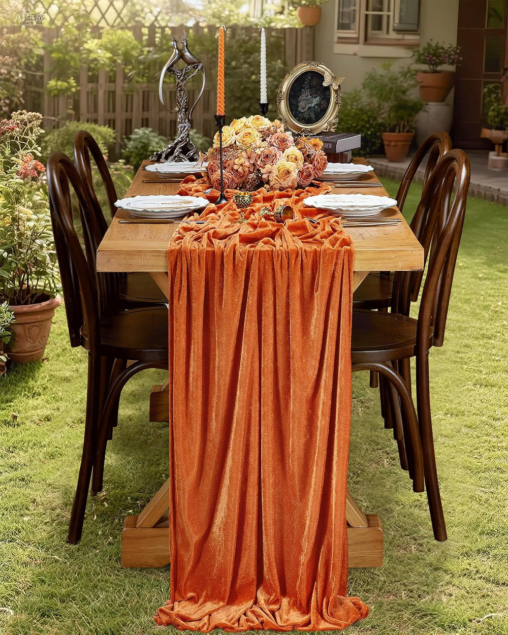 Orange Velvet Table Runner 29 x 120 Inches Fall Halloween Runners