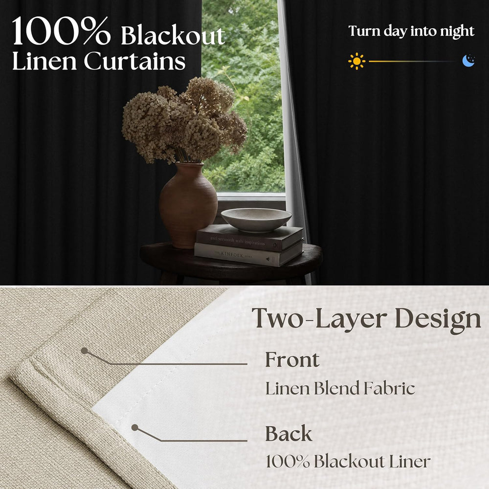 Extra Wide Oatmeal Beige Blackout Sliding Glass Door 108 Inch Curtains