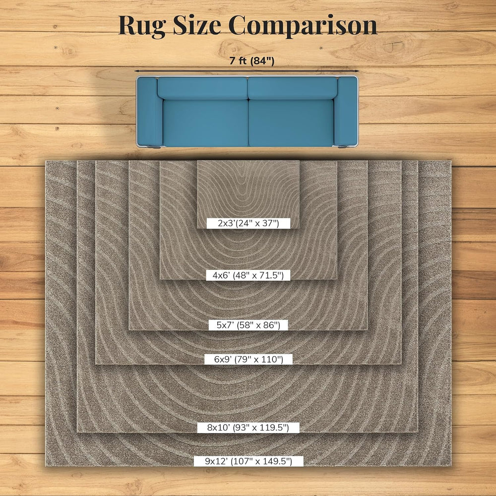 LUXE WEAVERS Modern Geometric Wave Taupe 2x3 Area Rug