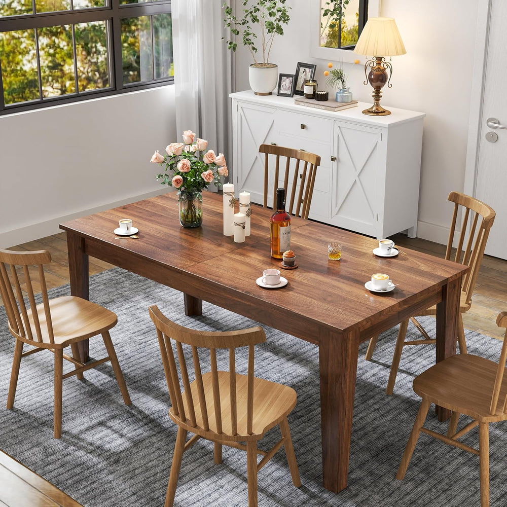 5 Piece Extendable Dining Table Set for 4-8 Person, Wooden Dining Room Table ...
