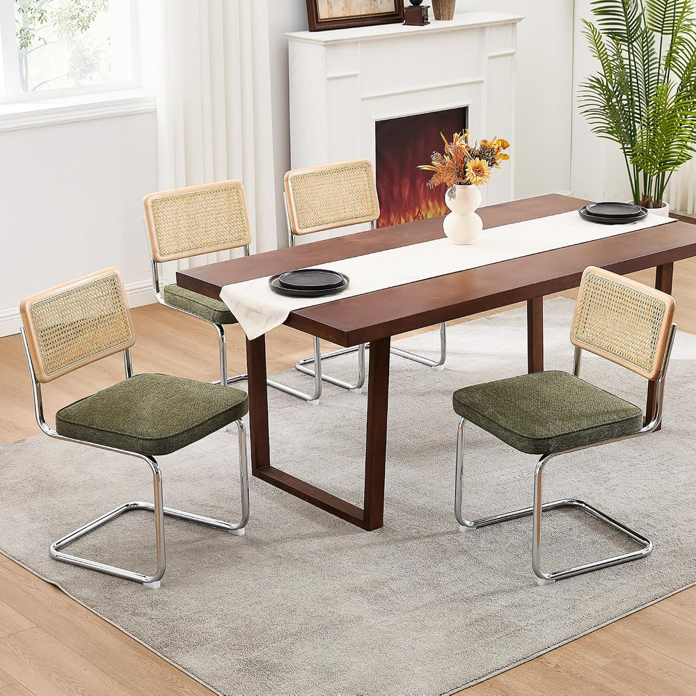Zesthouse Natural Rattan Dining Chairs Set of 4, Mid Century Modern Dining Ch...