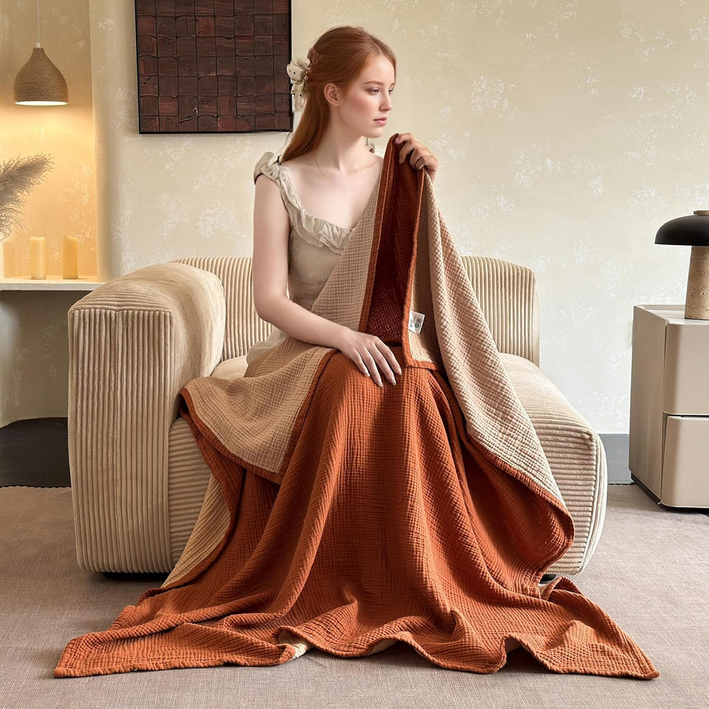 Simple&Opulence 100% Cotton Muslin Blanket King Size, Lightweight Breatha...