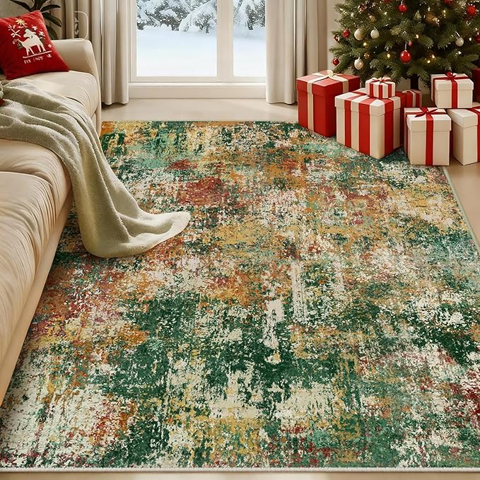 Washable Area Rugs 5'x7' Non-Slip Modern Abstract Soft
