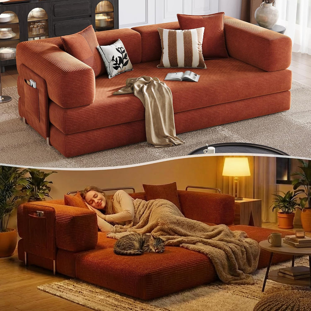 78.8'' Boneless Sleeper Sofa Bed,Convertible Futon Couch with Storage...